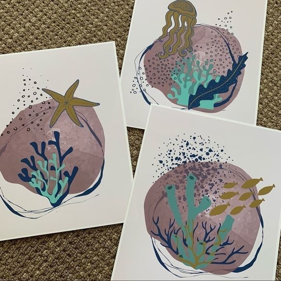 Modern minimalist sea creatures illustration art - Picture 13 of 13